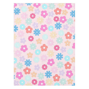 Boho Pink Daisy Flowers Pattern Tablecloth