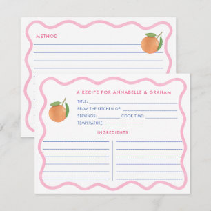 Boho Pink Doodle Citrus Bridal Shower Recipe Card