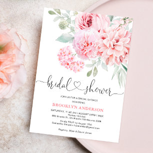 Boho Pink Floral Bridal Shower Invitation