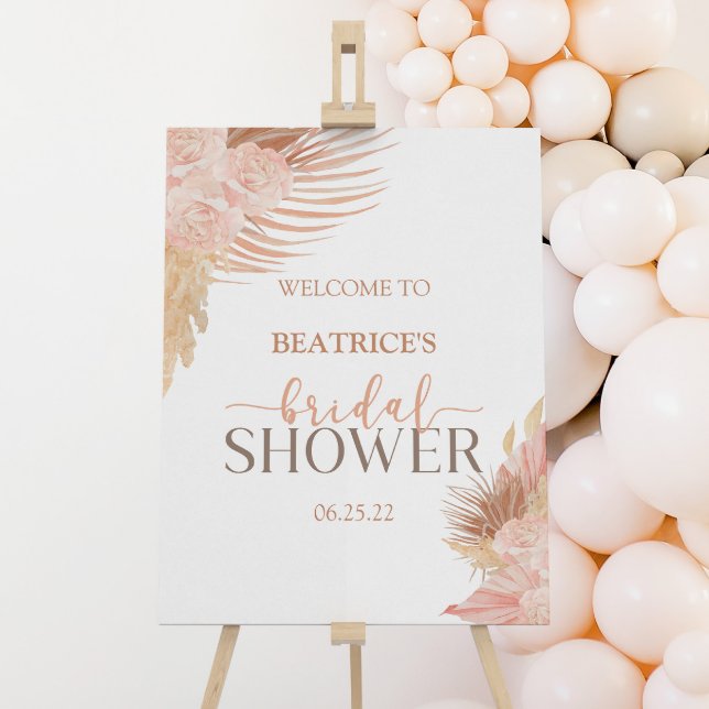 Boho Pink Floral Bridal Shower Welcome Easel Sign (Creator Uploaded)