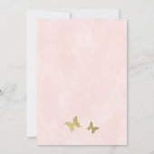 Boho Pink Floral Butterfly Kisses Baby Shower Invitation (Back)