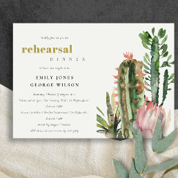 BOHO PINK FLORAL CACTI FOLIAGE REHEARSAL DINNER INVITATION