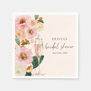Boho Pink Floral Champagne Napkins