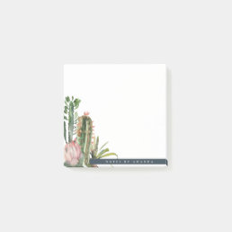 BOHO PINK FLORAL DESERT CACTI FOLIAGE WATERCOLOR POST-IT NOTES
