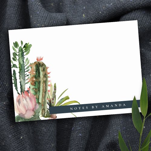 BOHO PINK FLORAL DESERT CACTI FOLIAGE WATERCOLOR POST_IT NOTES