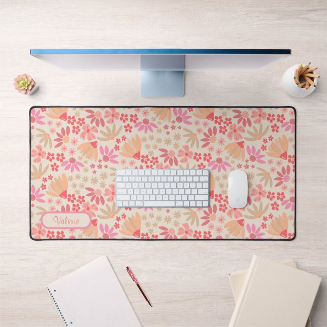 Boho Pink Floral Desk Mat (Office 1)