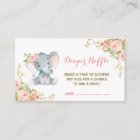 Boho Pink Floral Elephant Diaper Raffle Ticket