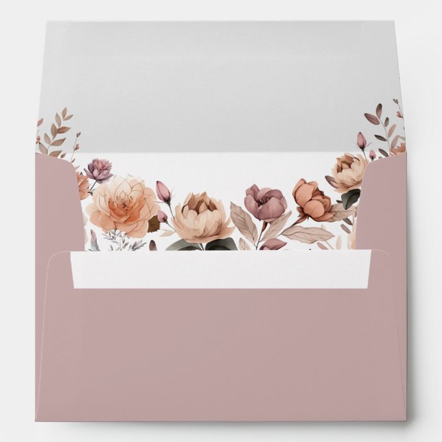 Boho Pink Floral Envelope with Return Address (Back (Bottom))