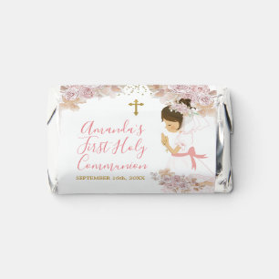 Boho Pink Floral Girl FIRST Holy Communion Cross Hershey's Miniatures