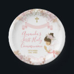 Boho Pink Floral Girl FIRST Holy Communion Cross Paper Plates<br><div class="desc">Boho Pink Floral Girl FIRST Holy Communion Cross Paper Plates</div>