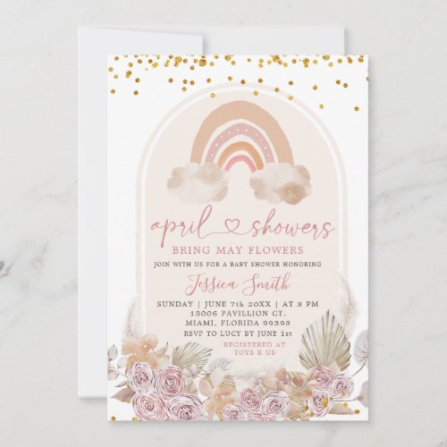 Boho Pink Floral Over The Moon Baby Shower Invitat Invitation