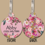 Boho Pink Floral Pet Cat Dog ID Tag<br><div class="desc">If you're like me, you want your puppy dog to have alllll the pretty things! Pretty leash? Check. Pretty collar? Check. Pretty floral ID tag? Check check check! Great for a kitty cat too! I'd prob pick the small version for a cat! Add your pets name and your phone number,...</div>