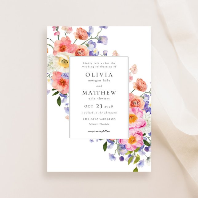 Boho Pink Floral Wedding Invitation (Creator Uploaded)