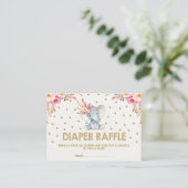 Boho Pink Flowers Elephant Diaper Raffle Ticket Enclosure Card (Standing Front)