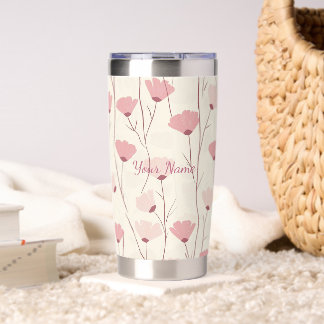 Boho Pink Flowers Personalized Floral Insulated Tumbler