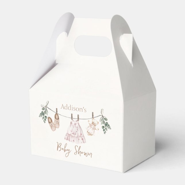 Boho pink Girl Baby Clothes baby Shower Favor Boxes (Front Side)