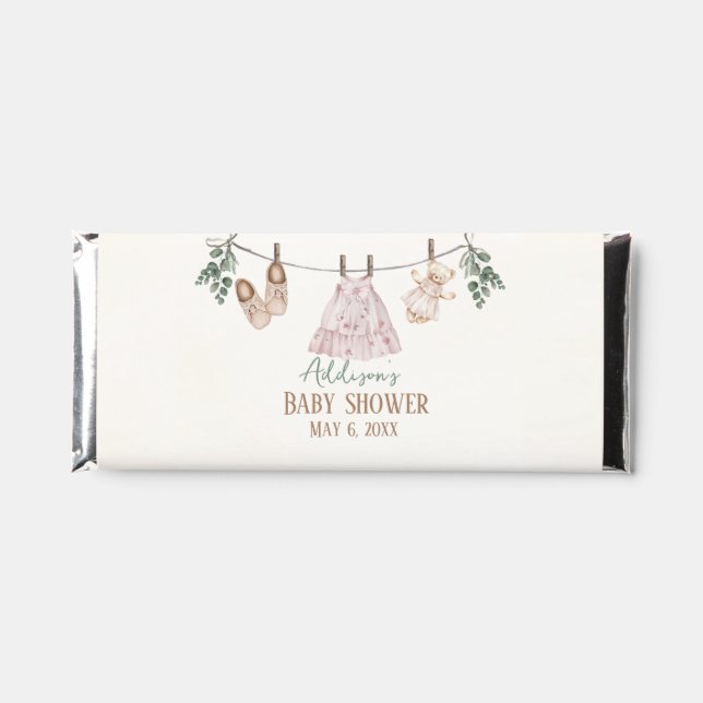 Boho Pink Girl Baby Clothes Baby Shower  Hershey Bar Favors (Front)