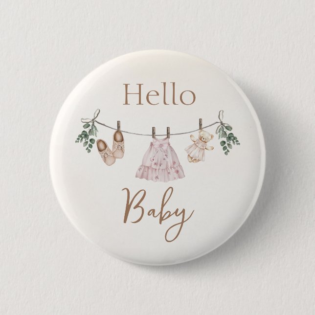 Boho pink Girl Baby Clothes  Button (Front)