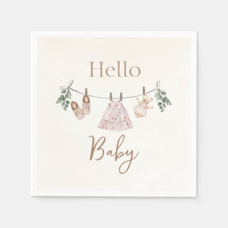 Boho pink Girl Baby Clothes Napkins