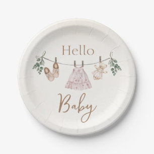 Boho pink Girl Baby Clothes  Paper Plates