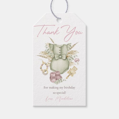 Boho Pink Girl Baby Shower Thank You Tag