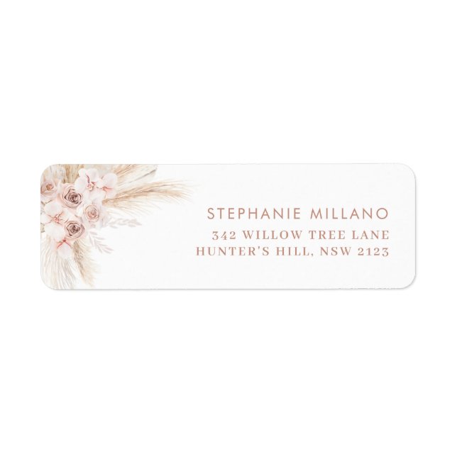 Boho Pink Girl Baptism Return Address  Label (Front)