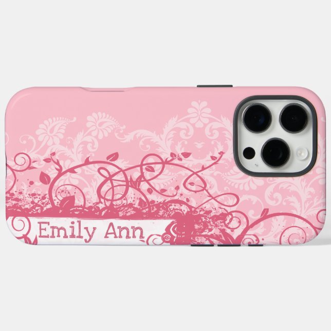 Boho Pink Girly Girl Swirl Grunge Case-Mate iPhone Case (Back (Horizontal))