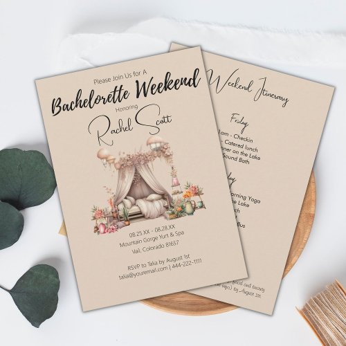 Boho Pink Glamping Bachelorette Party Weekend  Invitation