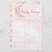Boho Pink & Gold Moon Baby Shower Bingo Game