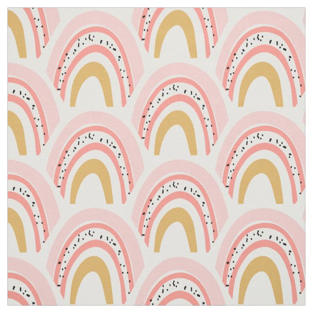 Boho Pink Gold Rainbow Pattern Fabric (Swatch)