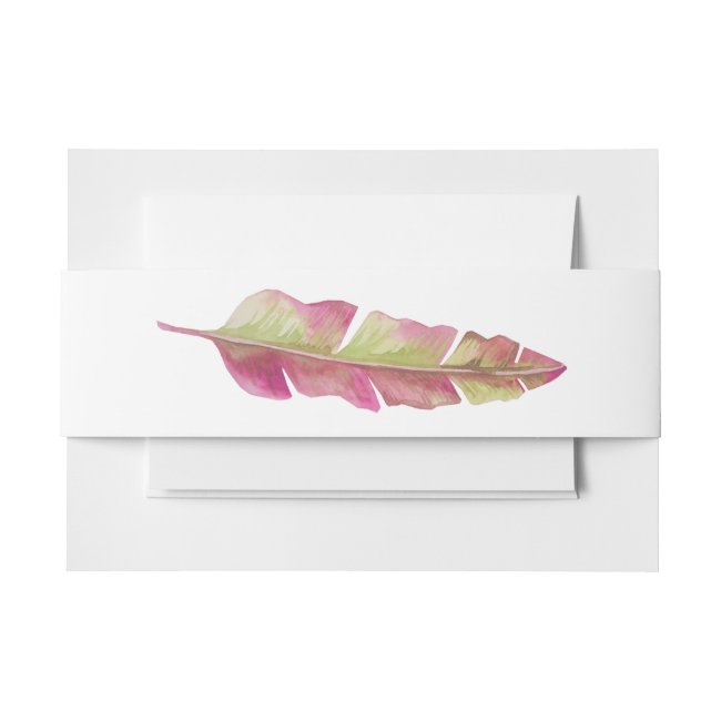 Boho Pink & Green Feather- Invitation Belly Band