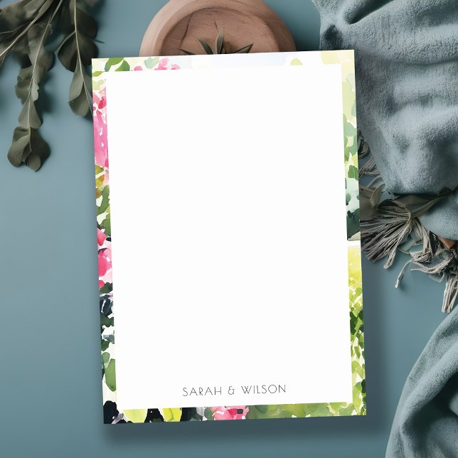 Boho Pink Green Tropical Bougainvillea Wedding Note Card (Creator Uploaded)