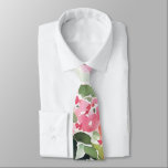 Boho Pink Green Tropical Watercolor Bougainvillea Neck Tie<br><div class="desc">For any further customisation or any other matching items,  please feel free to contact me at yellowfebstudio@gmail.com</div>