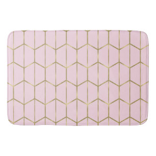 Boho Pink Hexagon Gold & Geometric Glam  Bath Mat