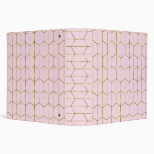 Boho Pink Hexagon Gold & Geometric Glam Office 3 Ring Binder