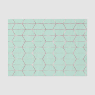 Boho Pink Hexagon Gold Geometric Glam Sweet 16 Tissue Paper