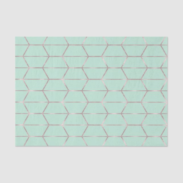 Boho Pink Hexagon Gold Geometric Glam Sweet 16  Tissue Paper (Front)
