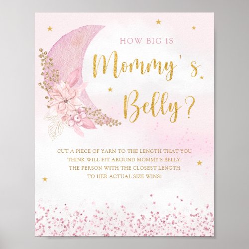 Boho Pink How big is mommys belly Baby shower Poster