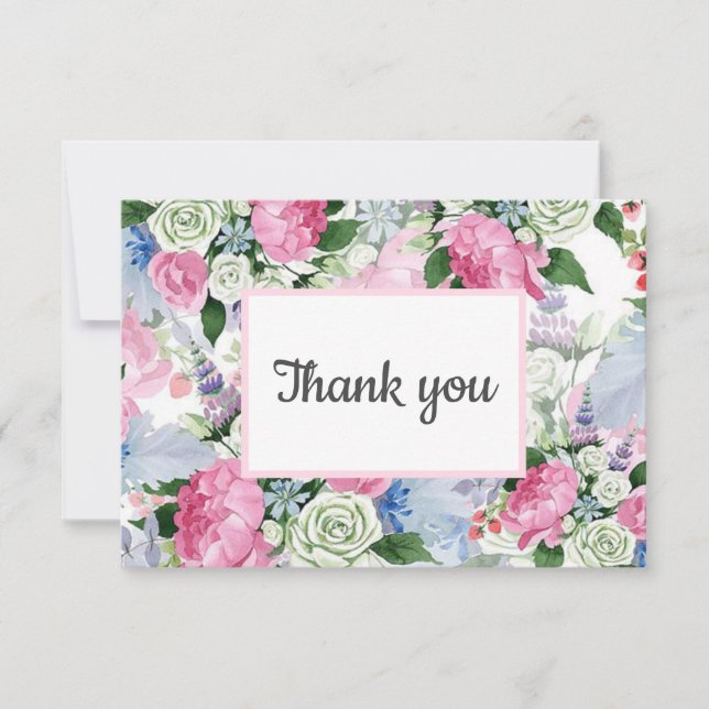 Boho pink lilac blue Floral post WEDDING favor RSVP Card (Front)