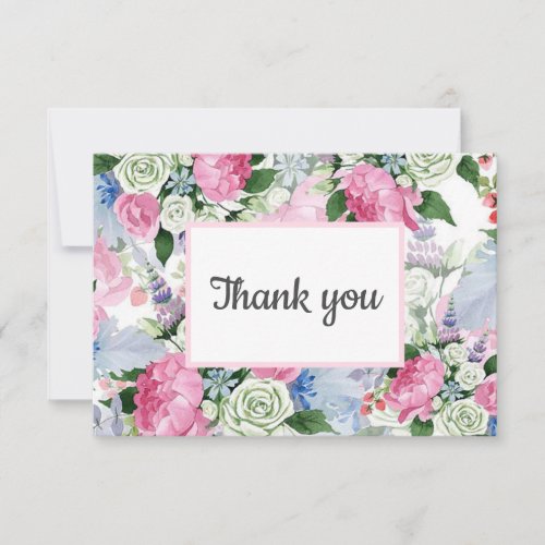 Boho pink lilac blue Floral post WEDDING favor RSVP Card
