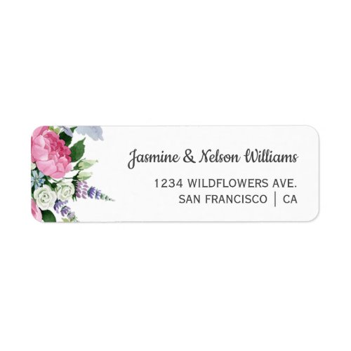 Boho Pink Lilac wildflowers wedding personalized Label