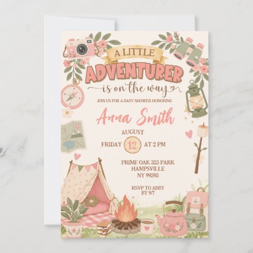 Boho Pink Little Adventurer On The Way Baby Shower Invitation