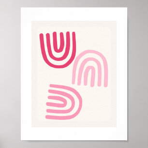 Boho Pink Minimalist wall art poster