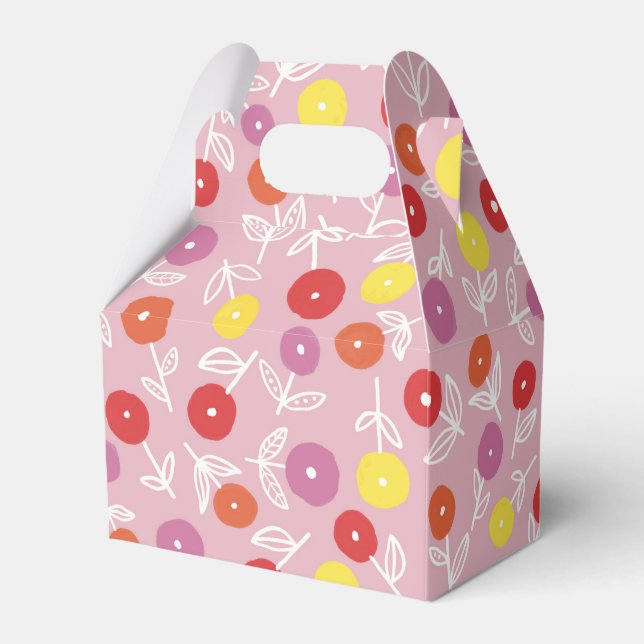 Boho Pink Modern Floral Pattern Favor Boxes (Front Side)