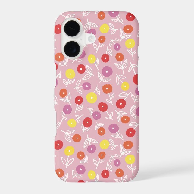 Boho Pink Modern Floral pattern iPhone Case (Back)