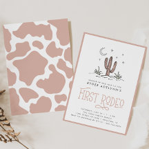 Boho Pink Modern Girls First Rodeo 1st Birthday