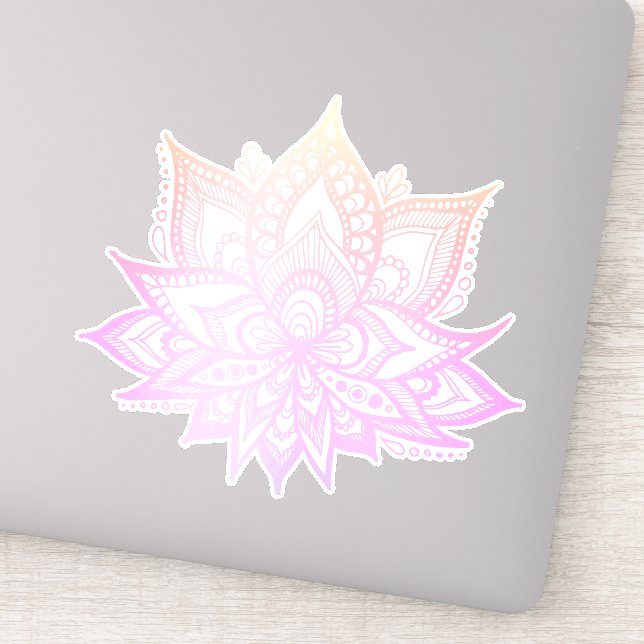 Boho Pink Ombre Lotus Flower Sticker (Detail)