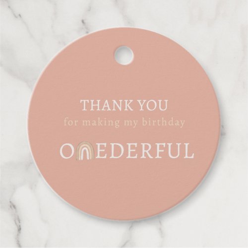 Boho Pink Onederful First Birthday Party Favor Tag