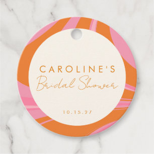 Boho Pink Orange Abstract Custom Bridal Shower Favor Tags
