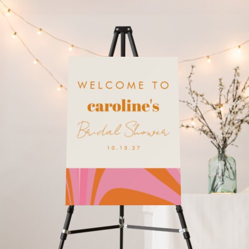 Boho Pink Orange Abstract Custom Bridal Shower  Foam Board